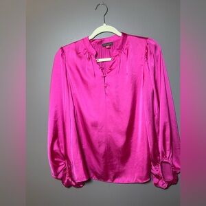 Vince Camuto Fuchsia Satin Blouse women’s size S balloon sleeve